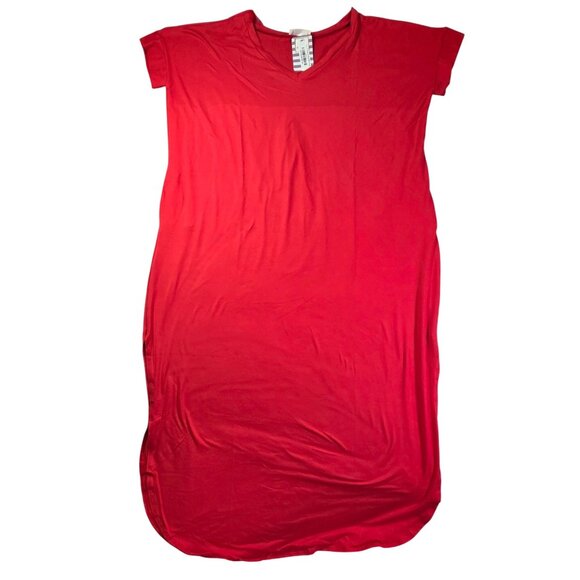 Zenana Maxi Dress Womens XL Red Brushed V-Neck Pockets Side Split Casual  New - Picture 1 of 11
